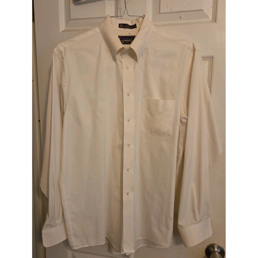 The Arrow Company Mens Dress Shirt 16 1/2 34/35 White Pinpoint Wrinkle Free